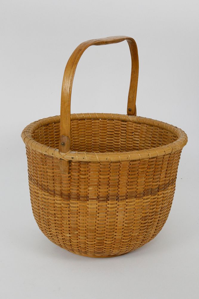 Appraisal: Paul F Reyes Large Open Swing Handle Nantucket Basket Paul