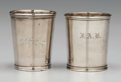 Appraisal: Two coin silver julep cups one with straight sides reeded