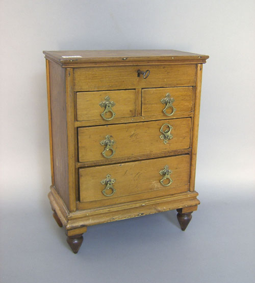 Appraisal: Miniature pine chest of drawers late th c h x