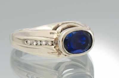 Appraisal: A Ladies' Contemporary Sapphire and Diamond Ring k white gold