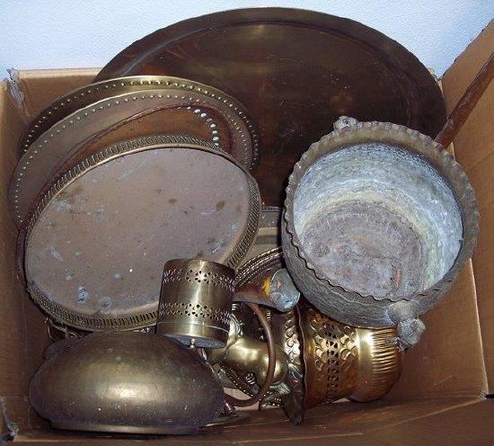 Appraisal: A large brass charger cm diameter and sundry brass