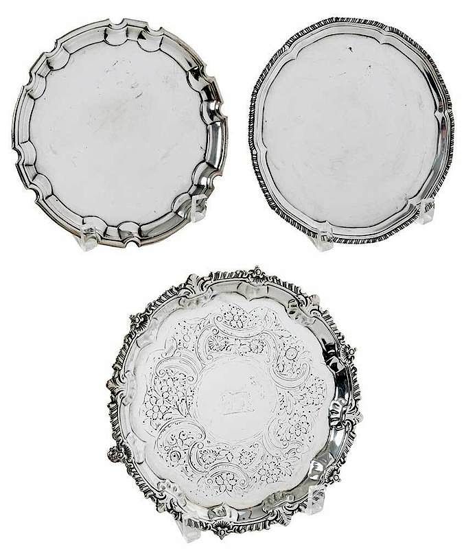 Appraisal: Three English Silver Footed Trays London th century one with