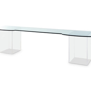 Appraisal: A Contemporary Lucite and Glass Console Table Height x width