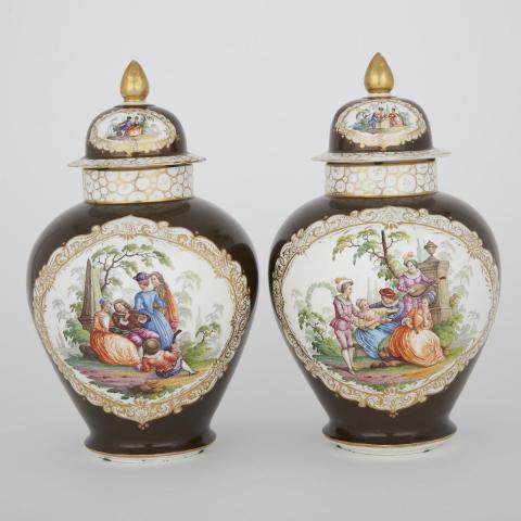 Appraisal: Pair of Helena Wolfsohn Dresden Vases and Covers late th