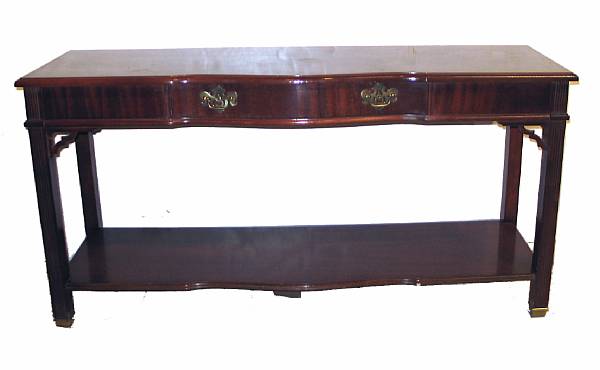 Appraisal: A George III style inlaid mahogany two tier side table