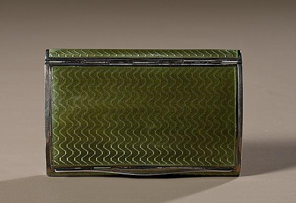 Appraisal: GUILLOCHE ENAMELED CIGARETTE CASE Austrian ca - of silver A