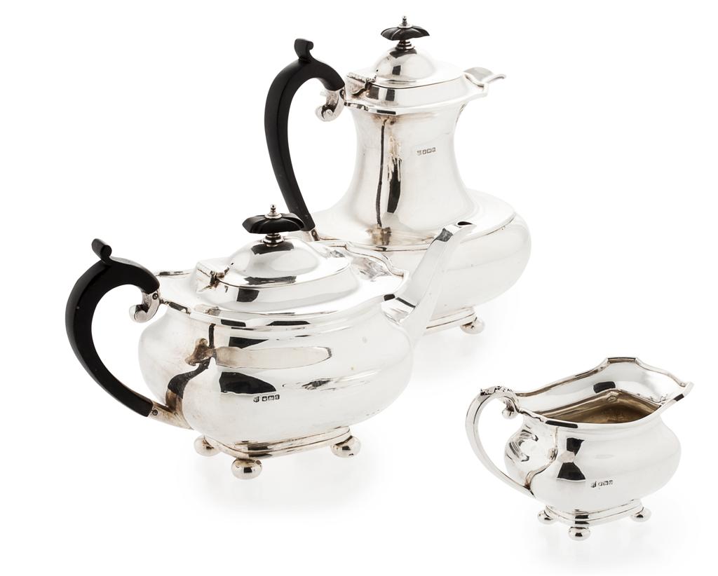 Appraisal: A three piece tea set Sheffield comprising tea and water