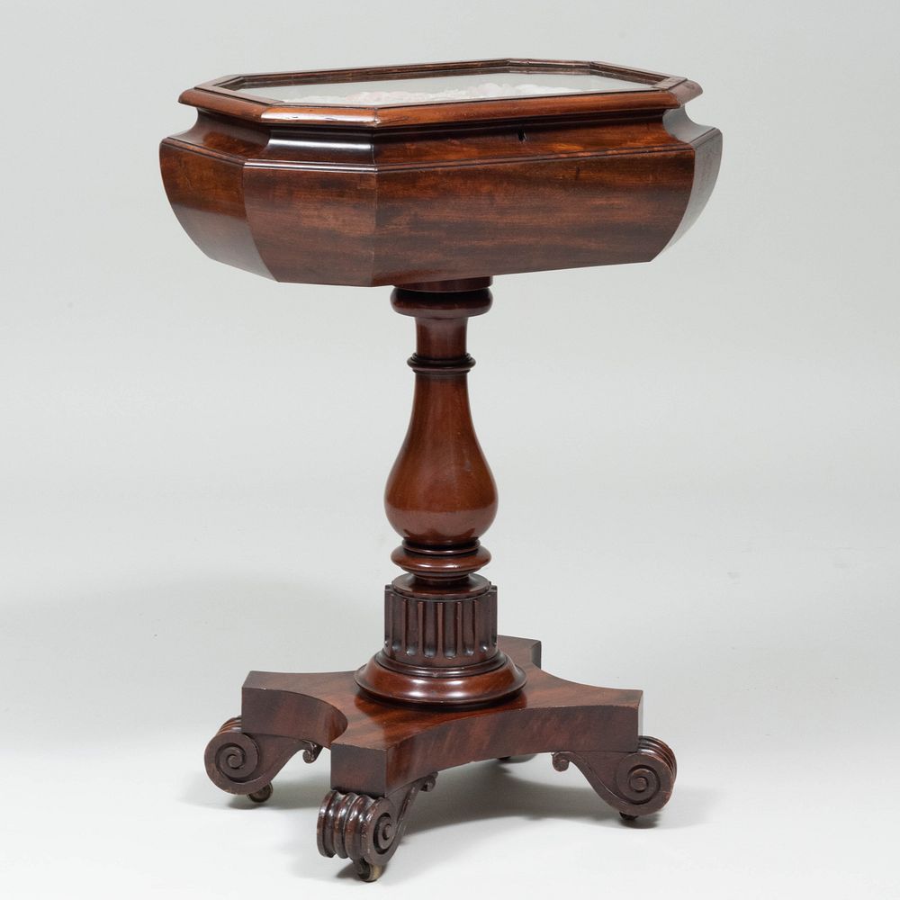 Appraisal: Victorian Mahogany Vitrine Table with Sailor's Valentine Fitted with a