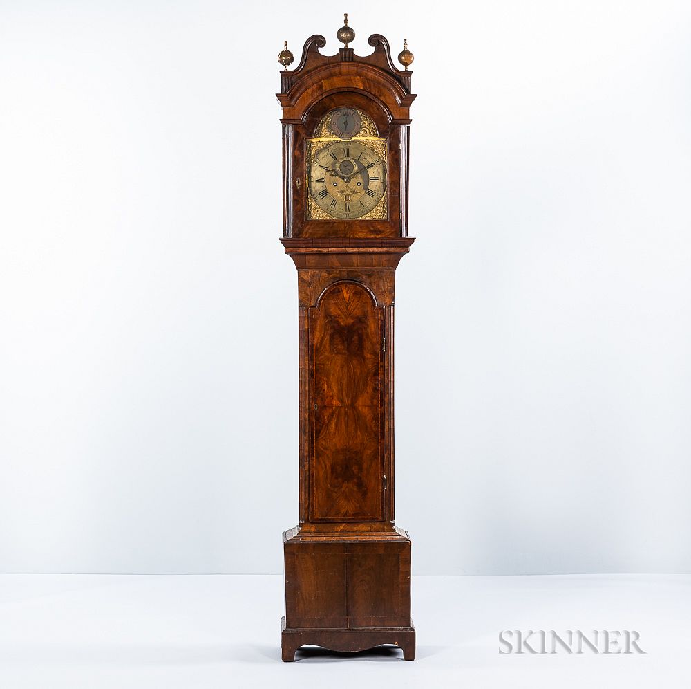 Appraisal: George II Walnut and Walnut-veneered Tall Clock George II Walnut