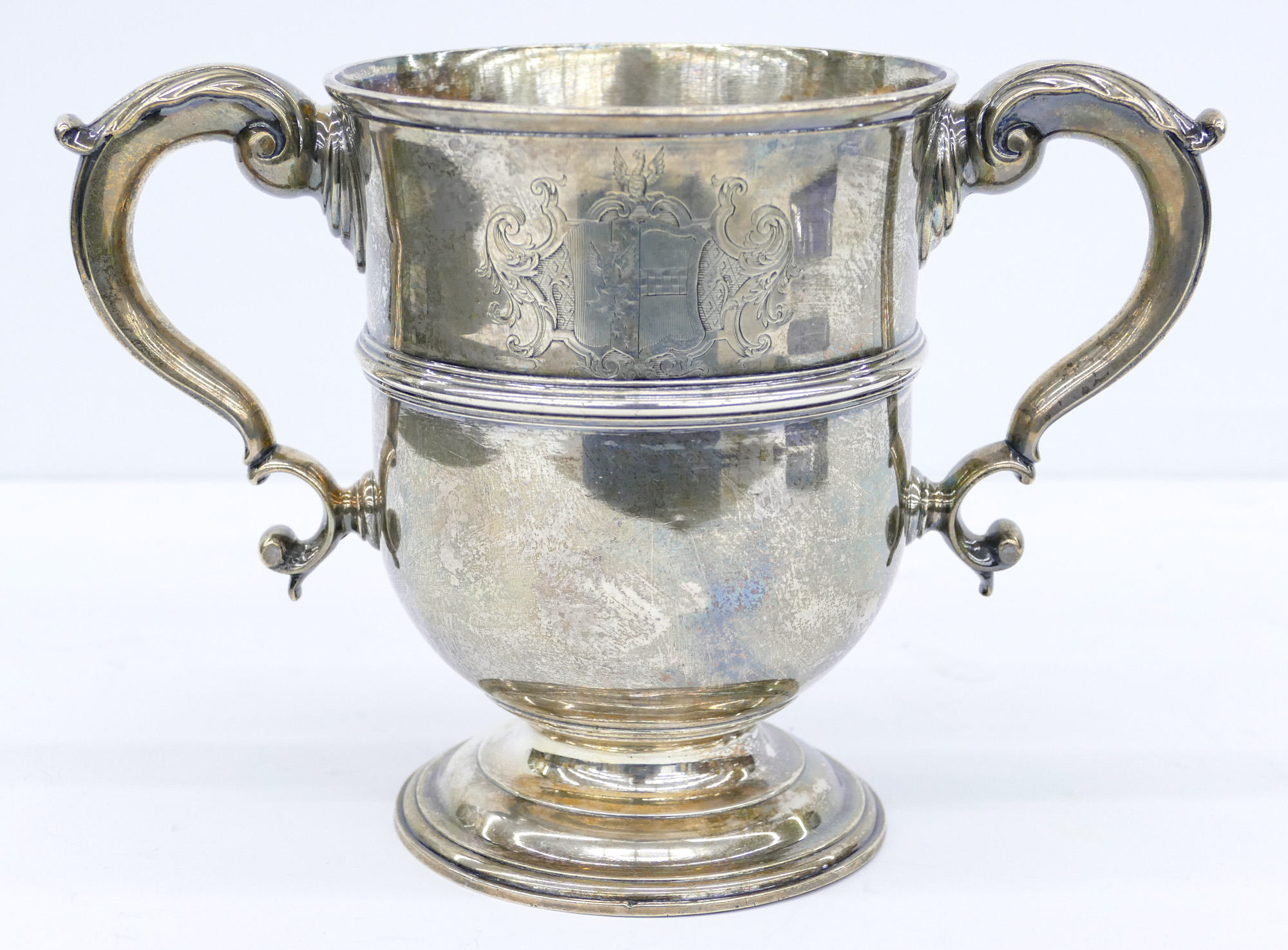 Appraisal: English Georgian Armorial Silver Loving Cup by Richard Beale ''x