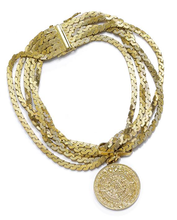 Appraisal: A GOLD BRACELET WITH PENDANT circa Yellow gold g Decorative