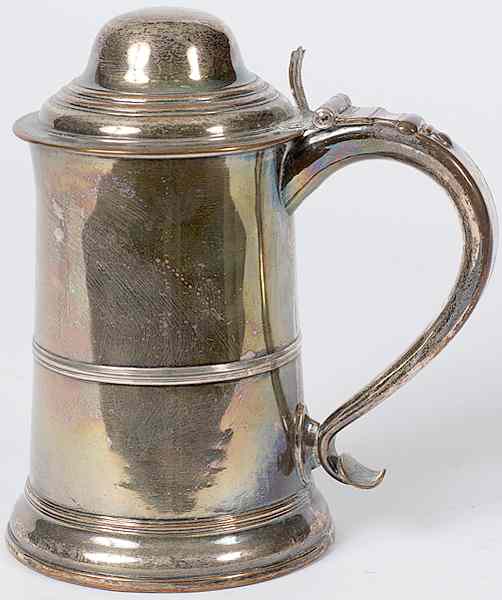 Appraisal: Sheffield Plate Tankard English a Sheffield Plate tankard having a