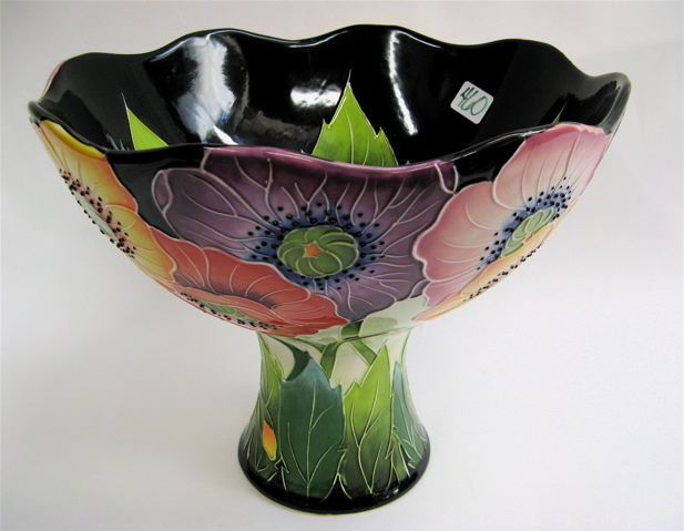 Appraisal: MOORCROFT STYLE COMPOTE FRUIT BOWL decorated with colorful flowers signed