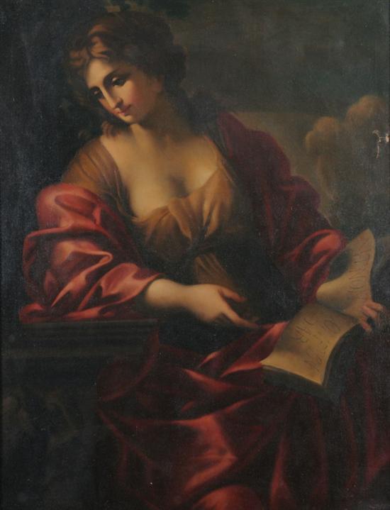 Appraisal: AFTER CORREGGIO Italian - SYBIL WITH OPEN BOOK signed illegibly