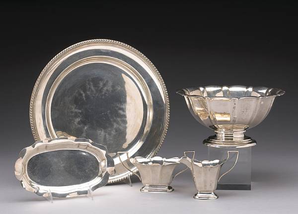 Appraisal: A group of sterling table articles Comprising circular salad dish