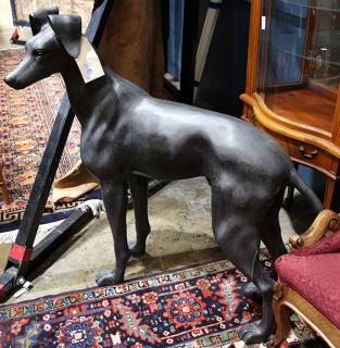 Appraisal: Pewter finished metal life size Doberman h x l Pewter