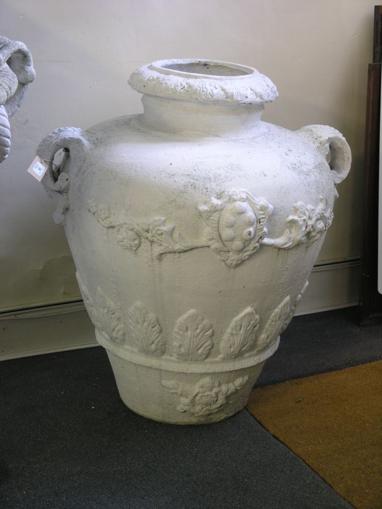 Appraisal: A large white painted terracotta garden urn neo classical style