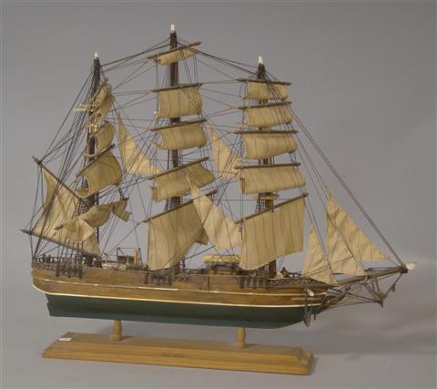 Appraisal: MODEL OF THE CLIPPER SHIP YOUNG AMERICA Mounted on wood