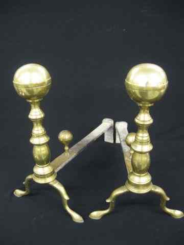 Appraisal: Pair of Brass Andirons th century