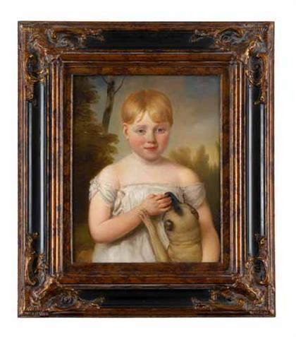 Appraisal: American School th century portrait of a child holding a