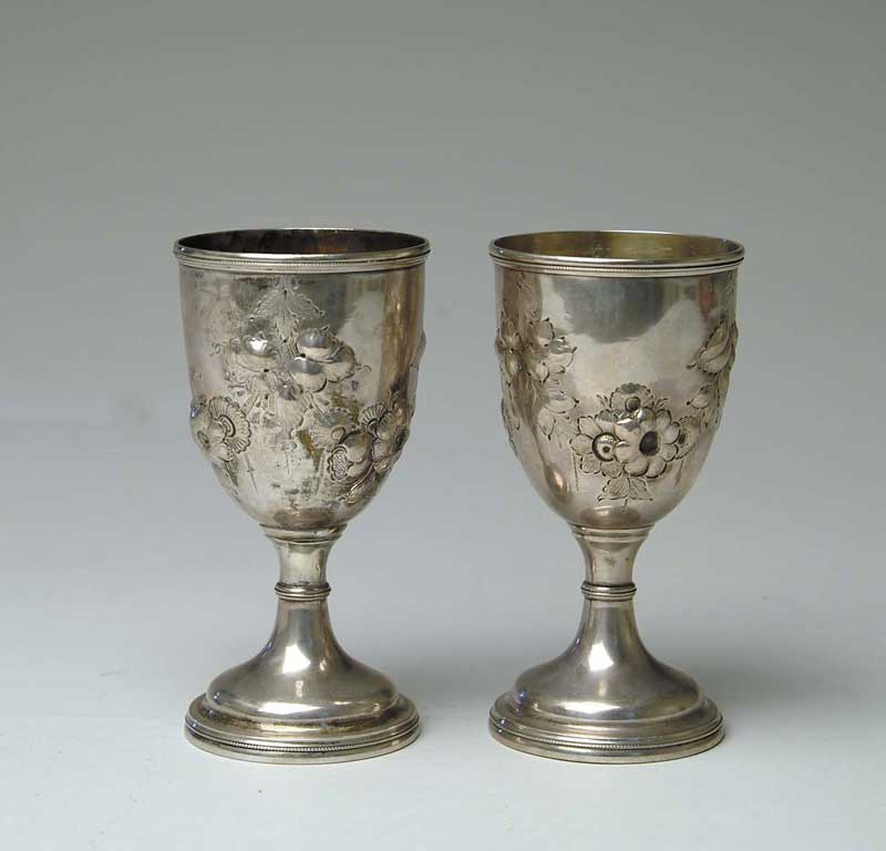 Appraisal: PAIR OF DECORATED STERLING SILVER CHALICES BY TIFFANY COMPANY Marked