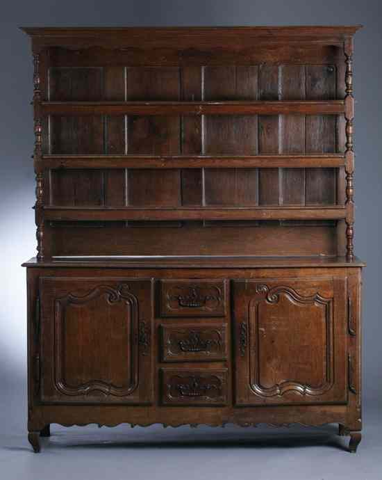 Appraisal: LOUIS XV PROVINCIAL OAK BUFFET A DEUX CORPS th century