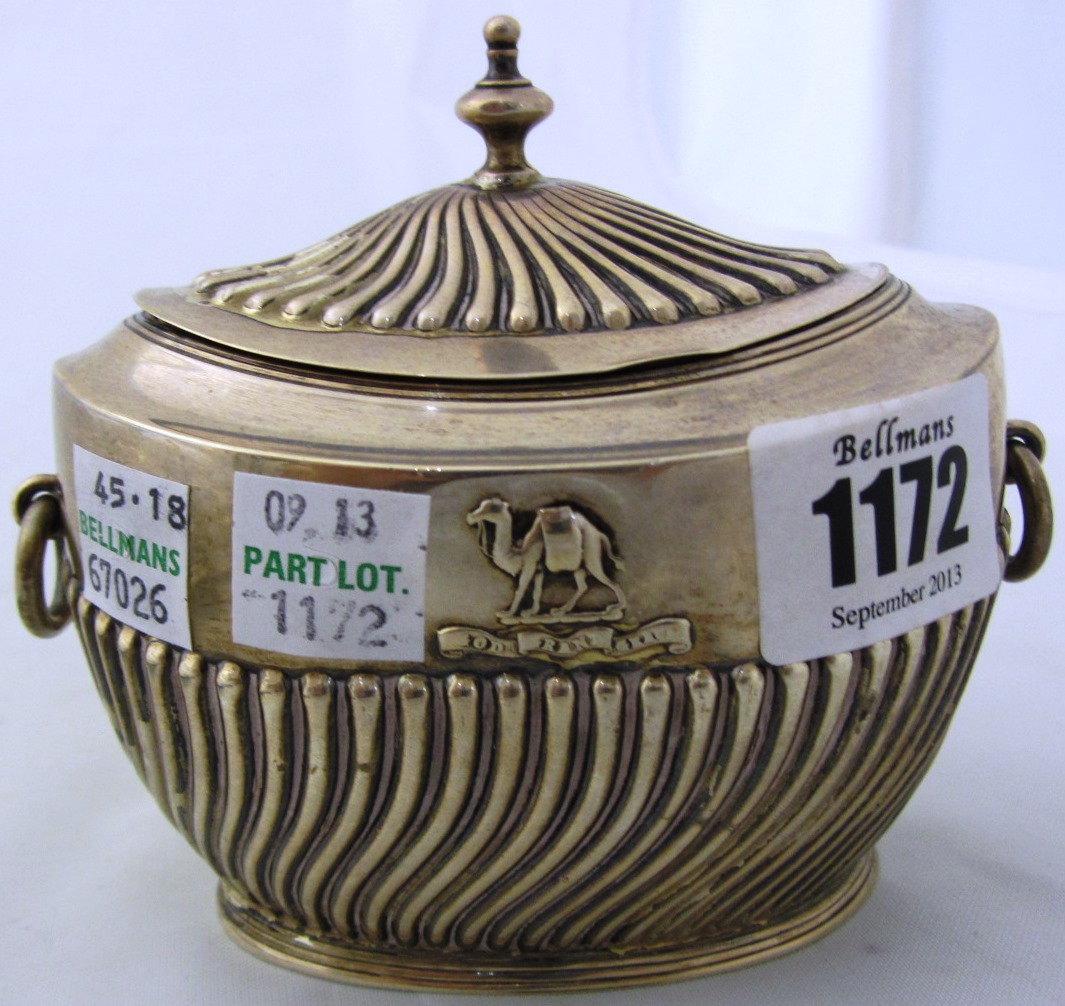 Appraisal: A Victorian silver twin handled lidded oval tea caddy with