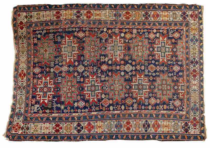 Appraisal: Antique Caucasian Area RugKuba region with a double Lesghi star