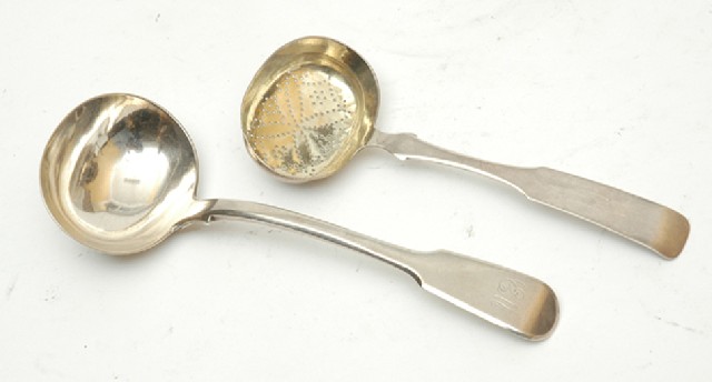 Appraisal: TWO SILVER TODDY LADLES Including a George IV sterling silver