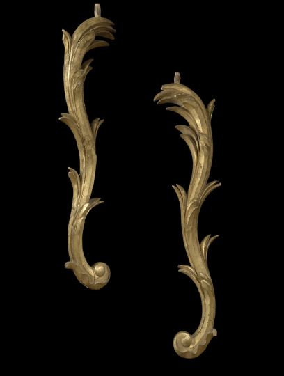 Appraisal: Pair of Italian Carved Giltwood Stylized Palm Fronds fourth quarter