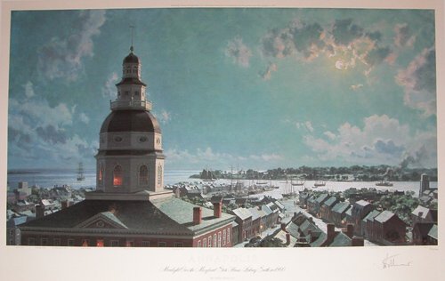 Appraisal: Annapolis Moonlight over the Maryland State House Looking South in