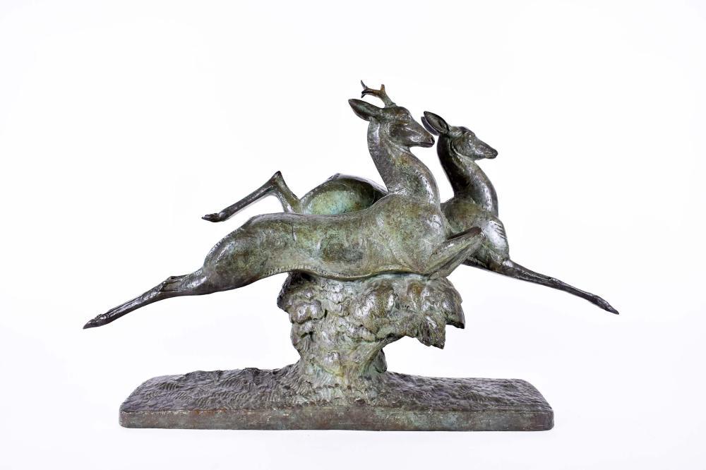 Appraisal: ANDRE-VINCENT BECQUEREL FRENCH - BRONZEArt Deco Patinated Bronze of Leaping