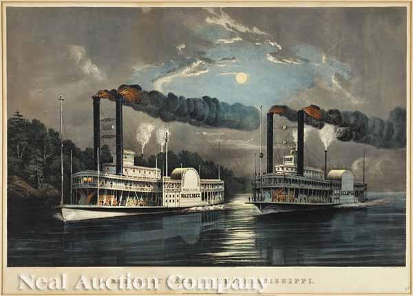 Appraisal: Currier and Ives Publishers A Midnight Race on the Mississippi