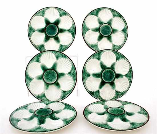 Appraisal: Majolica oyster plate set attributed to Longchamp last quarter th