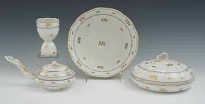 Appraisal: Four Herend Porcelain Service Pieces in Coronation Pattern Lot includes