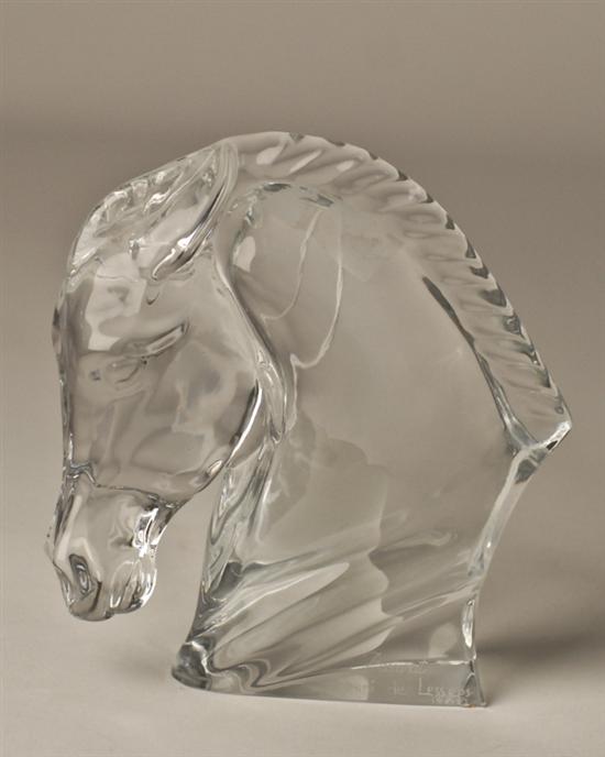 Appraisal: Baccarat Glass Horse Head signed Tauni de Lesseps high