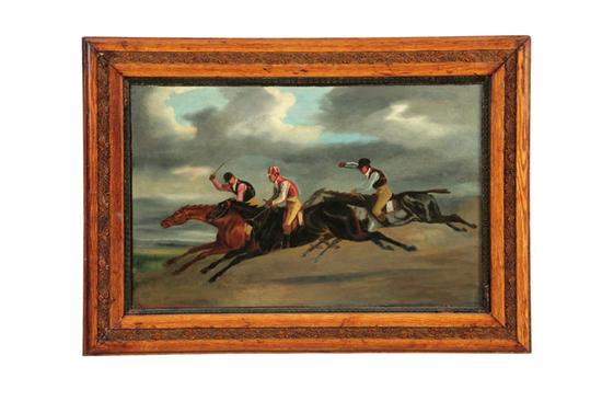 Appraisal: RACING SCENE ENGLISH SCHOOL ND HALF- TH CENTURY Oil on