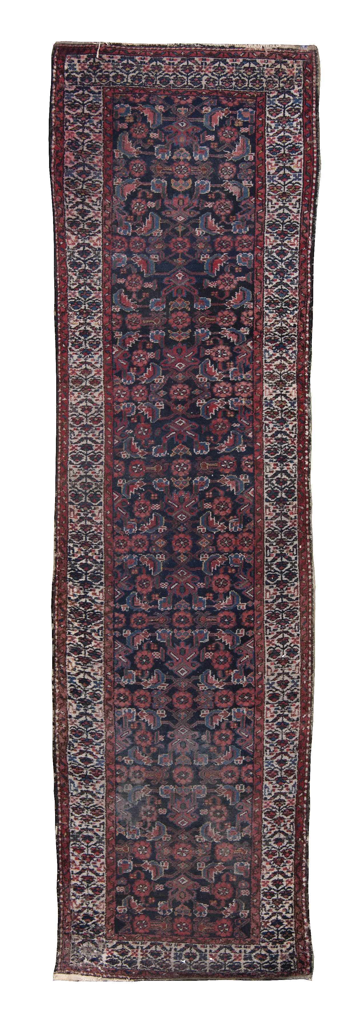 Appraisal: ORIENTAL RUG HAMADAN RUNNER ' x ' Dark blue field