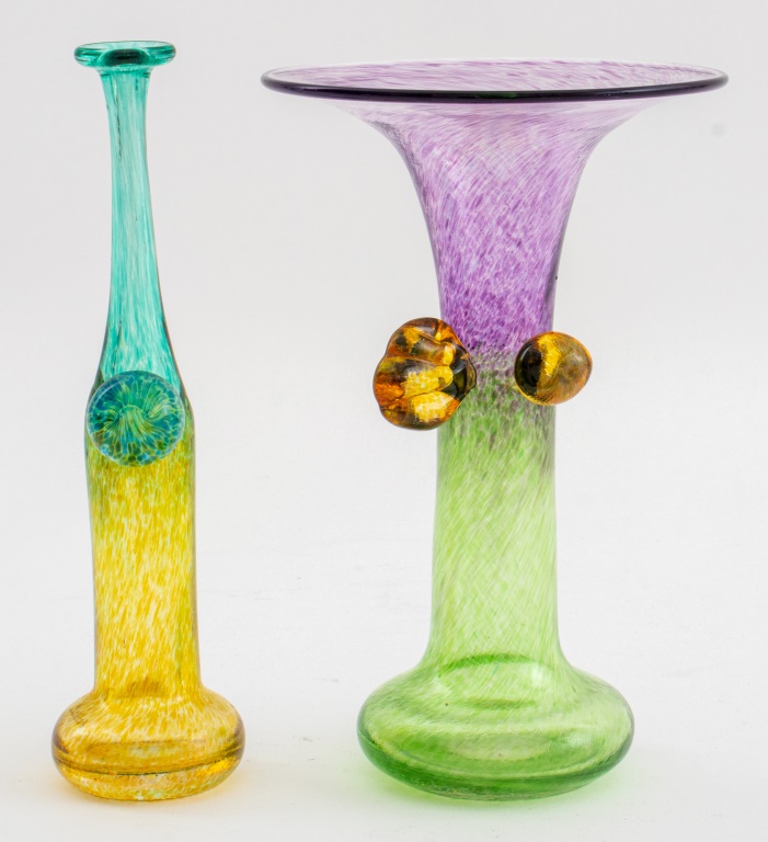 Appraisal: BERTIL VALLIEN FOR KOSTA BODA WINDPIPE VASES Two Bertil Vallien