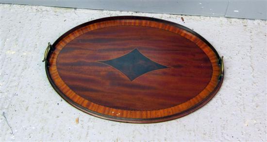 Appraisal: Early th century mahogany and parquetry inlaid two handled tray