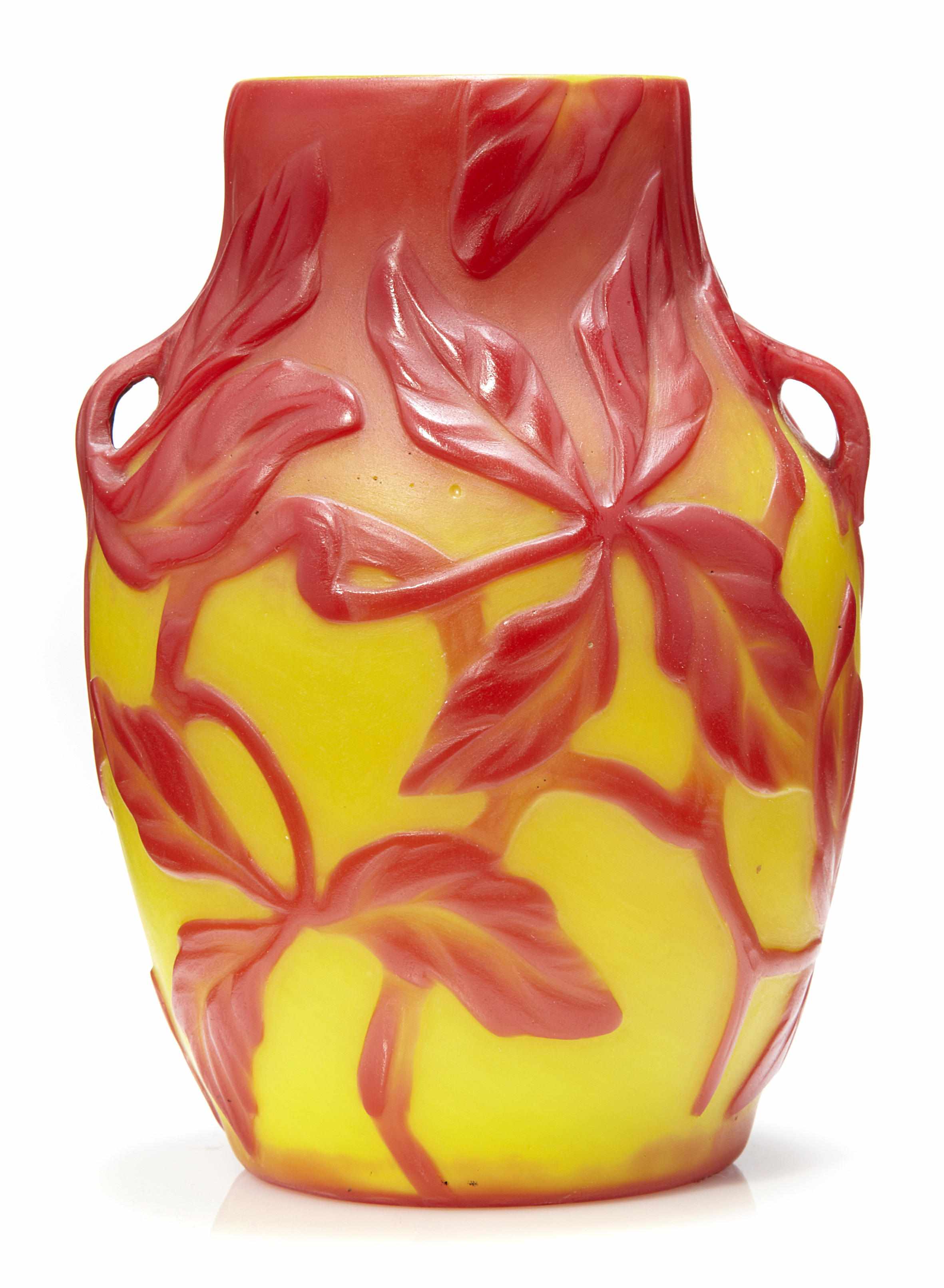 Appraisal: A Tiffany Studios cameo Favrile glass two-handled vase circa circa