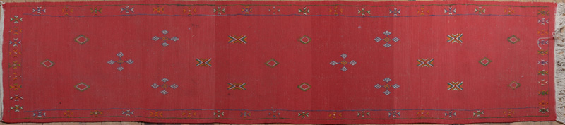 Appraisal: Rose-Ground Dhurrie Runner ft in x in Estimate -