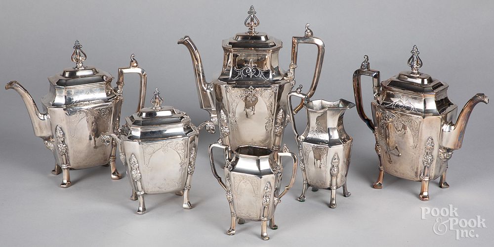 Appraisal: B J Mayo silver plated tea and coffee service B