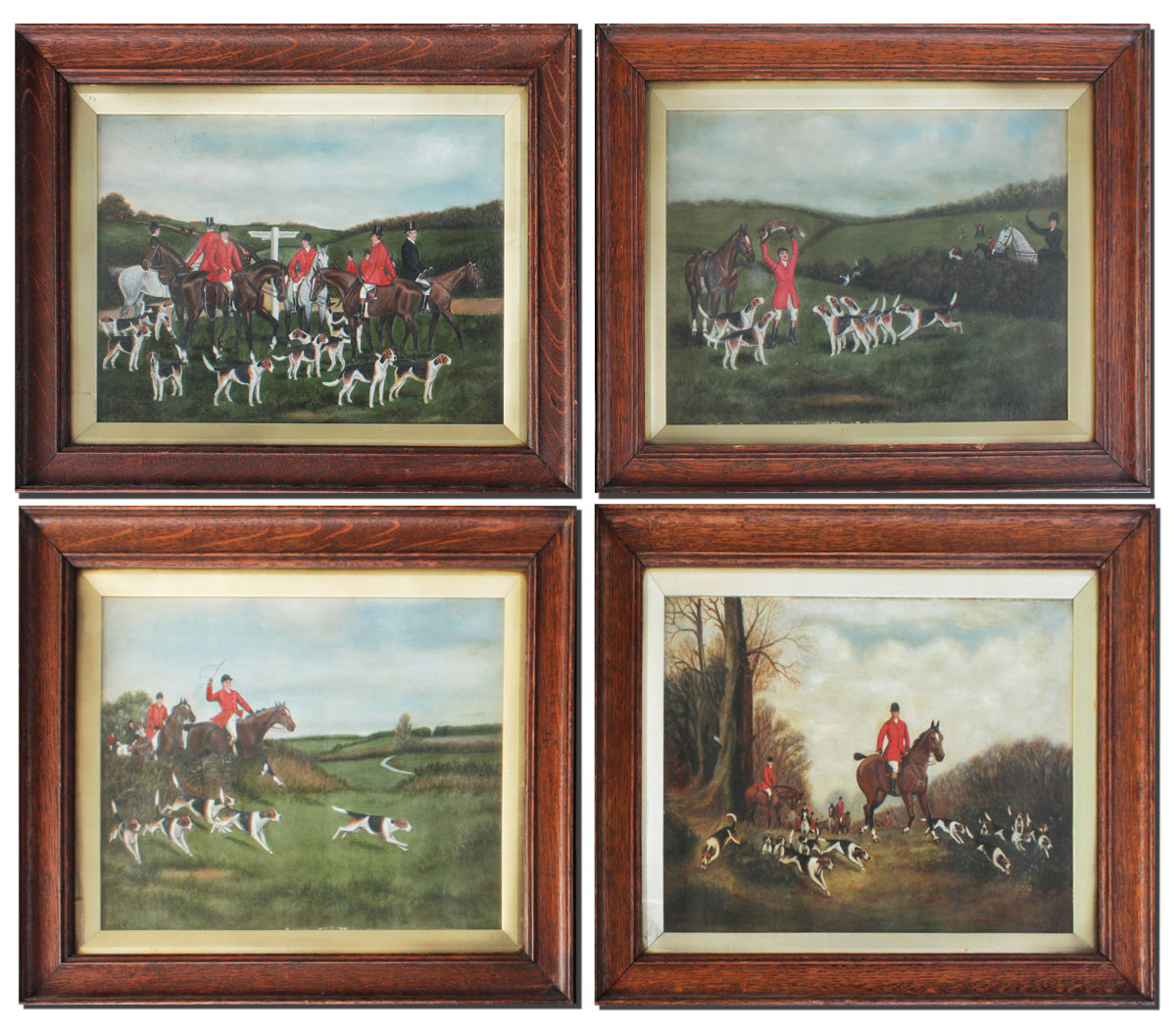 Appraisal: PIECE HUNT SCENE PAINTING LOT AFTER ROY MILLER ''The Gathering''