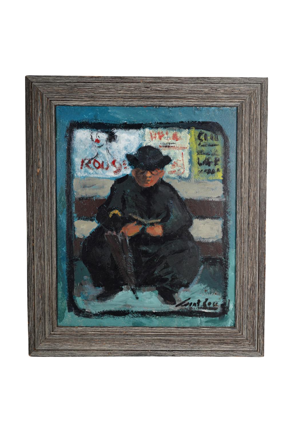 Appraisal: MAURICE SAINT-LOU CURE WAITING AT THE METRO oil on board