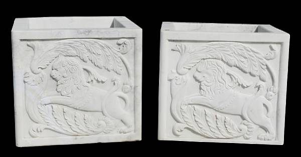 Appraisal: A pair of Neoclassical style white marble jardini res Each