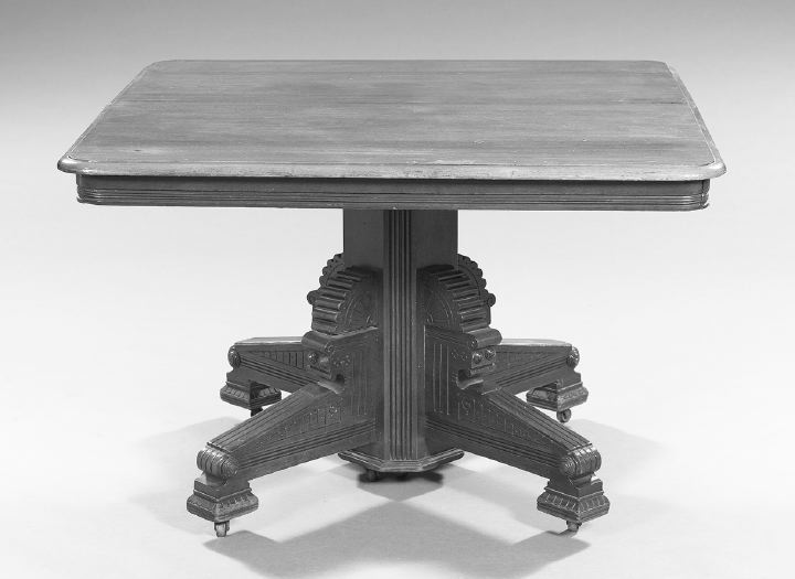 Appraisal: American Eastlake Victorian Walnut Dining Table of pedestal form fourth