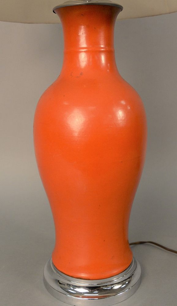 Appraisal: Chinese Meiping Porcelain Vase coral red glaze in Meiping form