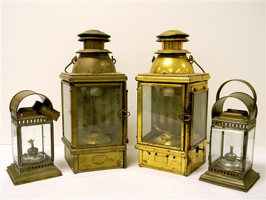 Appraisal: Two large brass Ouvard Villars lanterns inscribed ''Modle '' and