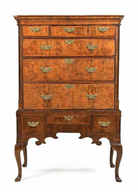 Appraisal: A George II Walnut Chest on Stand in two parts